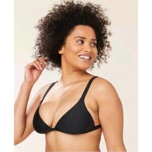 Andie Swim Caicos Top Black Removable Padding Swim Bikini Top Size M NWT